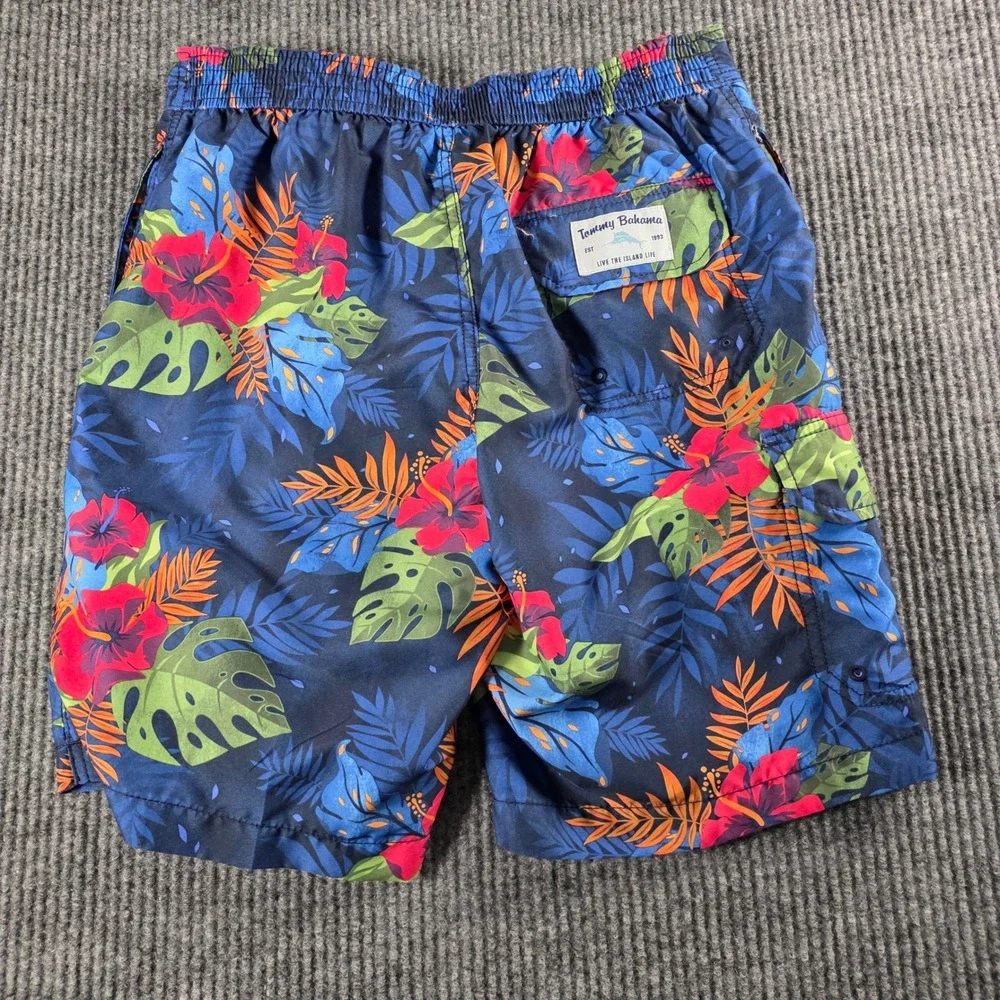 Tommy Bahama Mens Tropical Hibiscus Floral Swim Trunks‎ Navy Blue Small